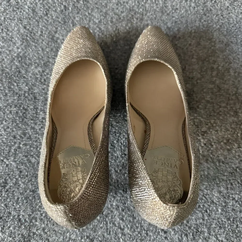 Vince Camuto Kadri Silver Sparkle Slip-On Pointed Toe Stiletto Pump 8M/38
